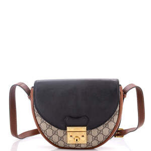 Gucci Small Padlock Saddle Shoulder Bag GG Coated Canvas and Leather
